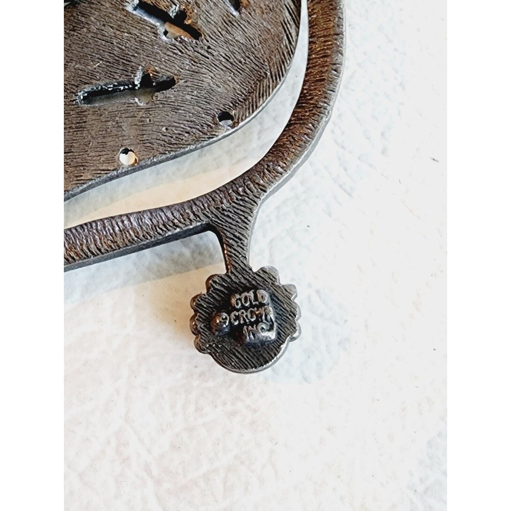 PEWTER  GOLD CROWN INC. OWL NECKLACE WITH FAUX TURQUOISE BLUE PENDANT - Picture 7 of 8